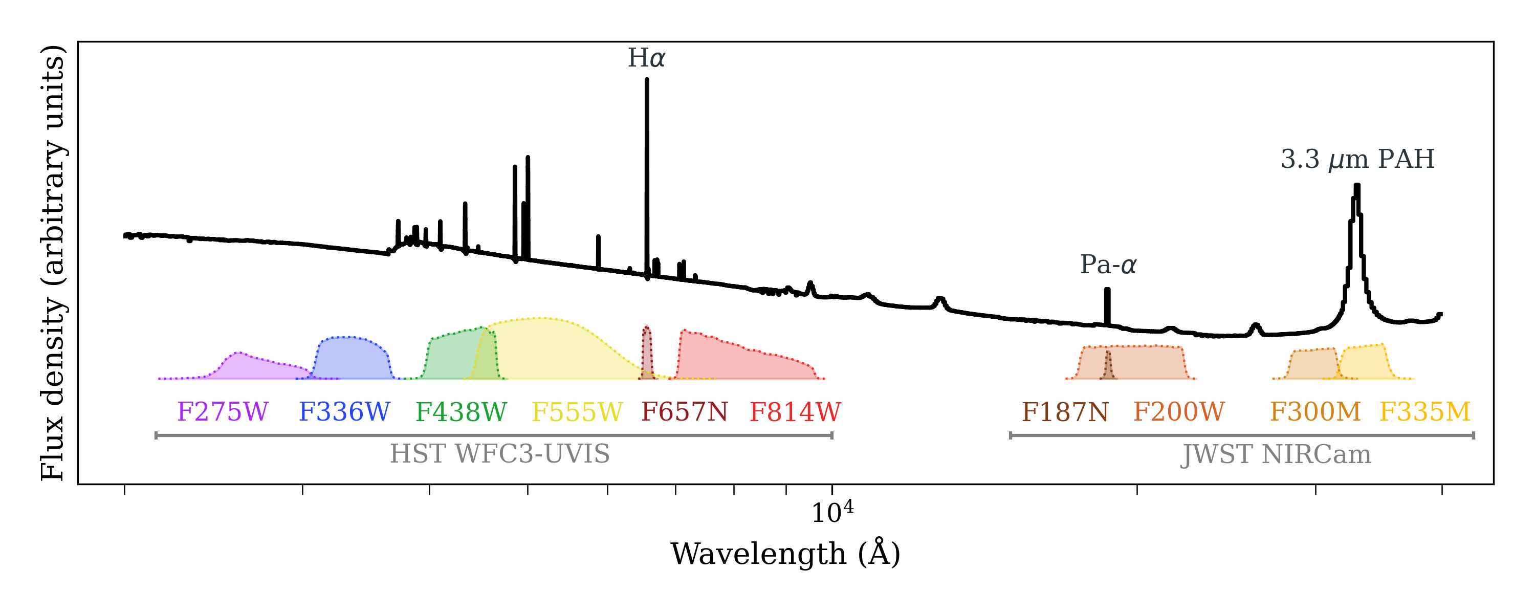 Illustration of HST and JWST imaging bands used for MISTY galaxies.